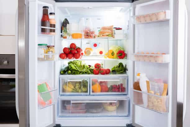 Open Refrigerator Filled With Fresh Fruits And Vegetable istockphoto 842160124 612x612 1
